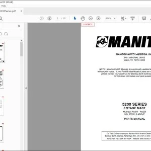 Manitou 5200 SERIES 3 Stage Mast Parts Manual R64 - PDF DOWNLOAD