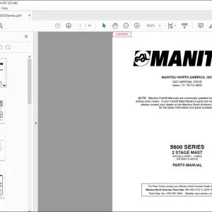 Manitou 5600 SERIES 2 Stage Mast Parts Manual R397 - PDF DOWNLOAD