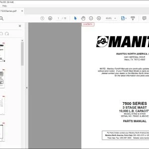 Manitou 7500 SERIES 3 Stage Mast Parts Manual R391 - PDF DOWNLOAD