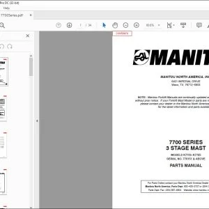 Manitou 7700 SERIES 3 Stage Mast Parts Manual R284 - PDF DOWNLOAD