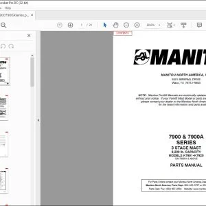 Manitou 7900 & 7900A SERIES 3 STAGE MAST PARTS MANUAL - PDF DOWNLOAD