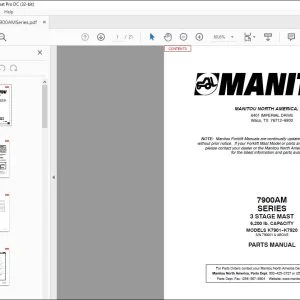 Manitou 7900AM SERIES 3 Stage Mast Parts Manual R394 - PDF DOWNLOAD