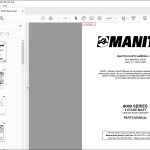 Manitou 8000 SERIES 4 Stage Mast Parts Manual R398 - PDF DOWNLOAD