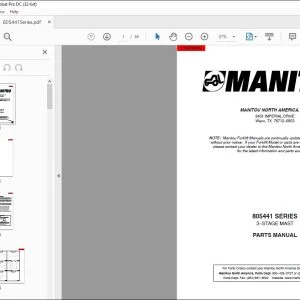 Manitou 805441 SERIES 3--STAGE MAST PARTS MANUAL - PDF DOWNLOAD