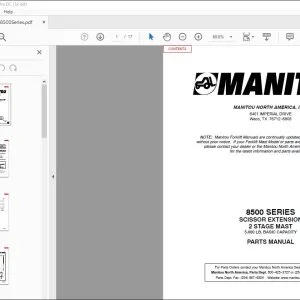 Manitou 8500 SERIES SCISSOR EXTENSION 2 Stage Mast Parts Manual R399 - PDF DOWNLOAD