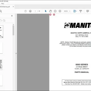 Manitou 9300 SERIES 2 Stage Mast Parts Manual 806477 - PDF DOWNLOAD