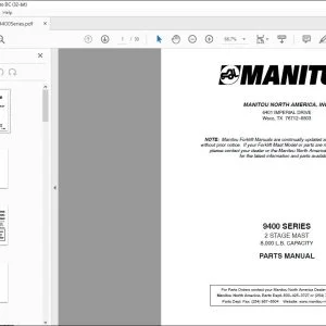 Manitou 9400 SERIES 2 Stage Mast Parts Manual 806478 - PDF DOWNLOAD