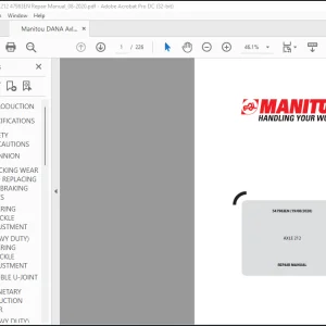 Manitou DANA Axle 212 47983EN Repair Manual - PDF DOWNLOAD