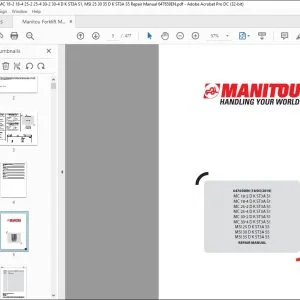 Manitou Forklift MC 18-2 18-4 25-2 25-4 30-2 30-4 D K ST3A S1, MSI 25 30 35 D K ST3A S5 Repair Manual 647659EN - PDF DOWNLOAD