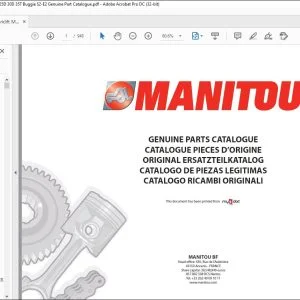 Manitou Forklift MH 20-4T 25-4T, MSI 20D 25D 30D 35T Buggie S2-E2 Genuine Part Catalogue Manual - PDF DOWNLOAD