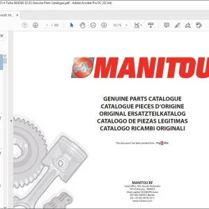 Manitou Forklift MSI 20 25 30 35, MH 20-4 25-4 Turbo BUGGIE S2-E3 Genuine Parts Catalogue Manual - PDF DOWNLOAD