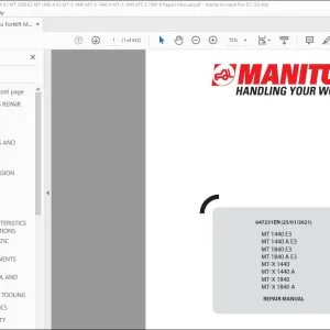 Manitou Forklift MT 1440 E3 MT 1440 A E3 MT 1840 E3 MT 1840 A E3 MT-X 1440 MT-X 1440 A MT-X 1840 MT-X 1840 A Repair Manual - PDF DOWNLOAD