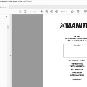 Manitou Hydrostatic Transmission BP 249 Handbook_47910 - PDF DOWNLOAD