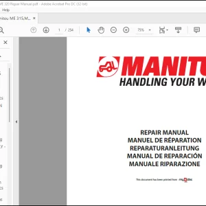 Manitou ME 315,ME 316,ME 318,ME 320 Repair Manual - PDF DOWNLOAD