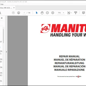 Manitou ME 425, ME 430 Repair Manual - PDF DOWNLOAD