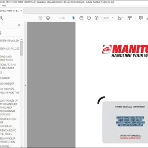 Manitou MHT 1490 10130 129M ST4 S1, MHT-X 1490 10130 129M ST3A S1 Operator's Manual 648860EN - PDF DOWNLOAD