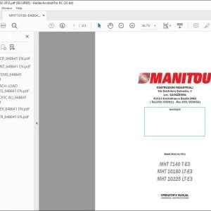 Manitou MHT 7140 T-E3 MHT 10180 LT-E3 MHT 10225 LT-E3 Operator's Manual 648641 - PDF DOWNLOAD