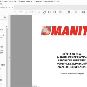 Manitou ML 632-635, MT 835-940-1233-1240-1330-1337-1637-1740 Serie 2 T MU Repair Manual 547753EN - PDF DOWNLOAD