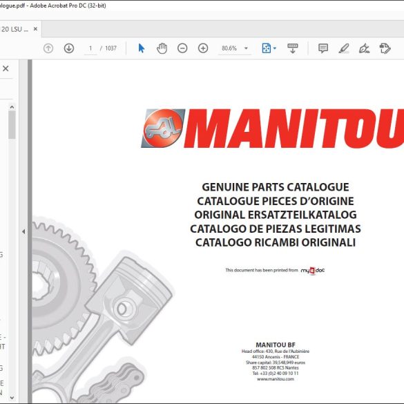 Manitou Mlt Lsu Sd E Genuine Parts Catalogue Manual