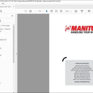 Manitou MLT 635 733 737 741 940 ST4 S2, MLT-X 737 741 ST3A S1 Repair Manual 647681FR - PDF DOWNLOAD