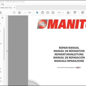 Manitou MLT 845 MLT-X 845 Service Manual - PDF DOWNLOAD