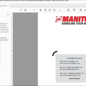 Manitou MLT MLT-X 625-75H S1-E3, MT 625 (T Comfort) S2-E3, MT-X 625 (T Comfort) S2-E3 Repair Manual 647230EN - PDF DOWNLOAD