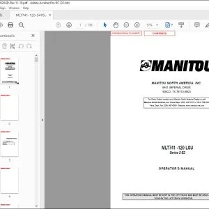 Manitou MLT741 -120 LSU Series 2-E2 Operator's Manual 547852AS - PDF DOWNLOAD