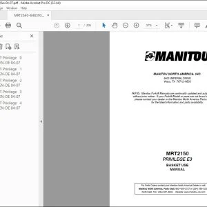 Manitou MRT 1850 2150 2540 Privilege Baseket Use Manual 648393 - PDF DOWNLOAD
