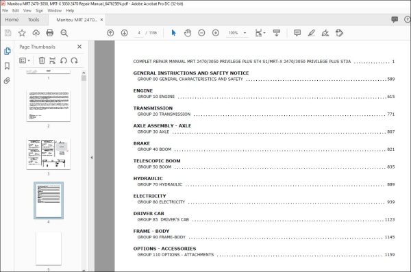Manitou MRT 2470-3050, MRT-X 3050 2470 Repair Manual_647625EN - PDF ...