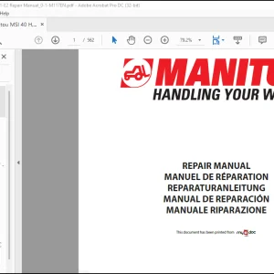 Manitou MSI 40 H, MSI 50 H Series 1-E2 Repair Manual_0-1-M117EN - PDF DOWNLOAD