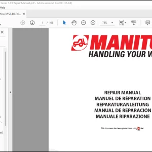 Manitou MSI 40,50 Turbo Evolution Series 1-E3 Repair Manual - PDF DOWNLOAD