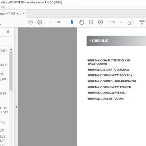 Manitou MT MT-X 1440 1840A Hydraulics Manual - PDF DOWNLOAD