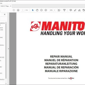Manitou MT-X 732 MT-X 1030 ST Telehandler Repair Manual - PDF DOWNLOAD