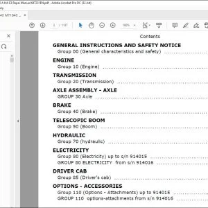 Manitou MT1440 MT1840 MT-X1440 MT-X1840 A HA E3 Repair Manual 647231EN - PDF DOWNLOAD