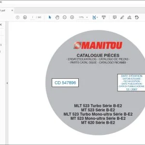 Manitou MT523 MT620 MLT523 Turbo Mono-Ultra Serie B-E2 Spare Parts Catalogue 547896 - PDF DOWNLOAD