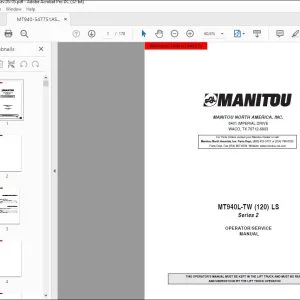 Manitou MT940L-TW (120) LS Series 2 Operator & Service Manual 547751AS - PDF DOWNLOAD