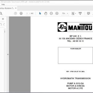Manitou Rotation Telehandler BP 249 Hydrostatic Transmission_47981 - PDF DOWNLOAD