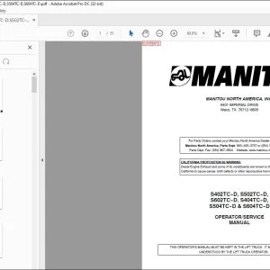 Manitou S402TC-D S502TC-D S602TC-D S404TC-D S504TC-D & S604TC-D Operator & Service Manual B251 - PDF DOWNLOAD
