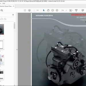 Manitou Sauer Danfoss Hydrostatic Pump H1 069-078 089-100 115-130 147-165 Repair Manual 647424EN - PDF DOWNLOAD