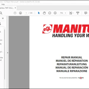 Manitou TMT 25.25 25.20 25.15 Series 1-E2 Repair Manual - PDF DOWNLOAD