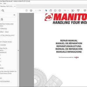 Manitou TMT 315-320-322 Series Repair Manual - PDF DOWNLOAD