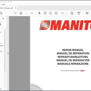 Manitou Telehandler EMA II Repair Manual - PDF DOWNLOAD
