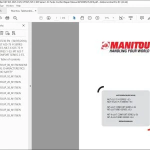 Manitou Telehandler MLT 625, MLT-X 625, MT 625, MT-X 625 Series 1-E3 Turbo Comfort Repair Manual 647230 - PDF DOWNLOAD