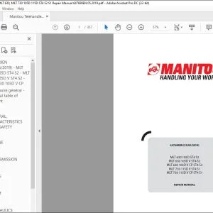 Manitou Telehandler MLT 630, MLT 730 105D 115D ST4 S2 S1 Repair Manual 647699EN - PDF DOWNLOAD