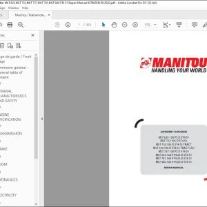 Manitou Telehandler MLT 635,MLT 733,MLT 737,MLT 741,MLT 940 ST4 S1 Repair Manual 647603EN - PDF DOWNLOAD