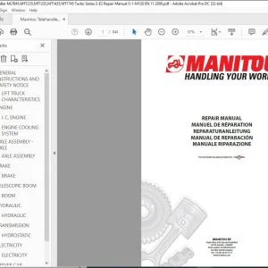 Manitou Telehandler MLT 940-120 H Series 3-E3 Repair Manual M208EN - PDF DOWNLOAD