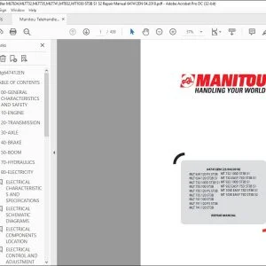 Manitou Telehandler MLT634,MLT732,MLT735,MLT741,MT932,MT1030 ST3B S1 S2 Repair Manual 647412EN - PDF DOWNLOAD