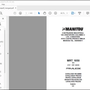 Manitou Telehandler MRT 1850 E3 Privilege Parts Catalogue Manual 648399 - PDF DOWNLOAD