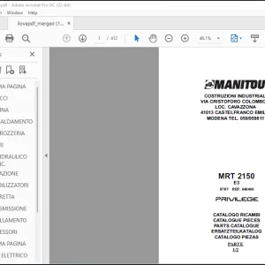 Manitou Telehandler MRT 2150 E3 Privilege Parts Catalogue Manual 648400 - PDF DOWNLOAD