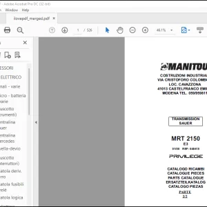 Manitou Telehandler MRT 2150 E3 Privilege Parts Catalogue Manual 648418 - PDF DOWNLOAD